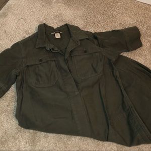 Duluth trading co. army green utility dress size XS 100% cotton